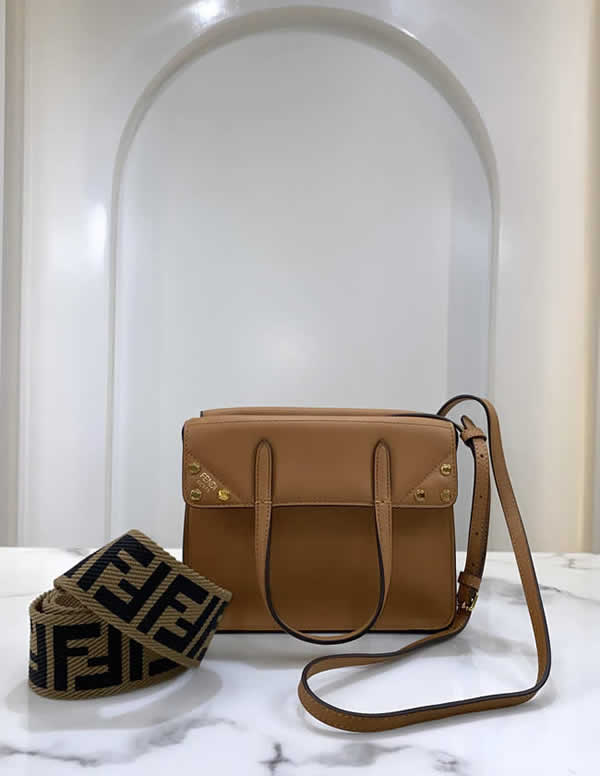 Fake Discount Fendi Brown Filp Bag Mini Handbag Crossbody Shoulder Bag 303