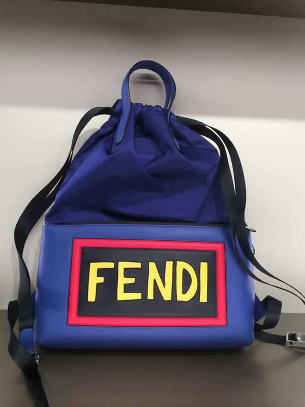 Fake Fendi Hot Sale Discount New Vocabulary Blue Backpack 2328