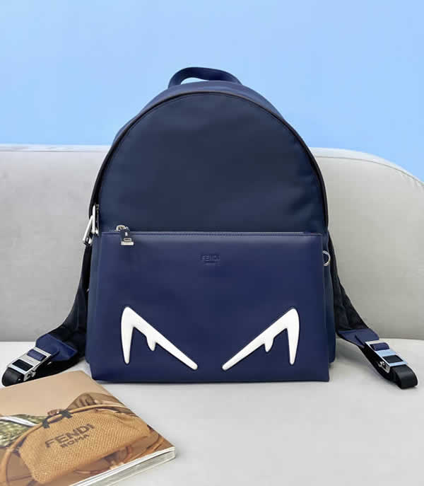 Replica Discount Fendi New Blue Nylon Stitching Butterfleye Backpack 2377
