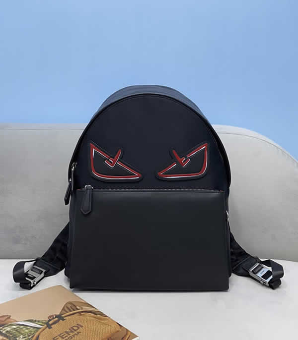 Fake Fendi Black Bag Bugs Nylon Panel Backpack 2369