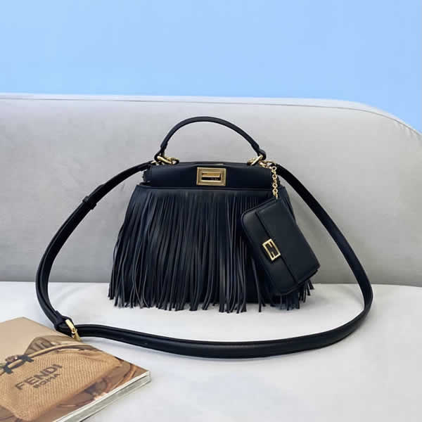 Replica Fendi Peekaboo Classic Lambskin Tassel Bag 8337