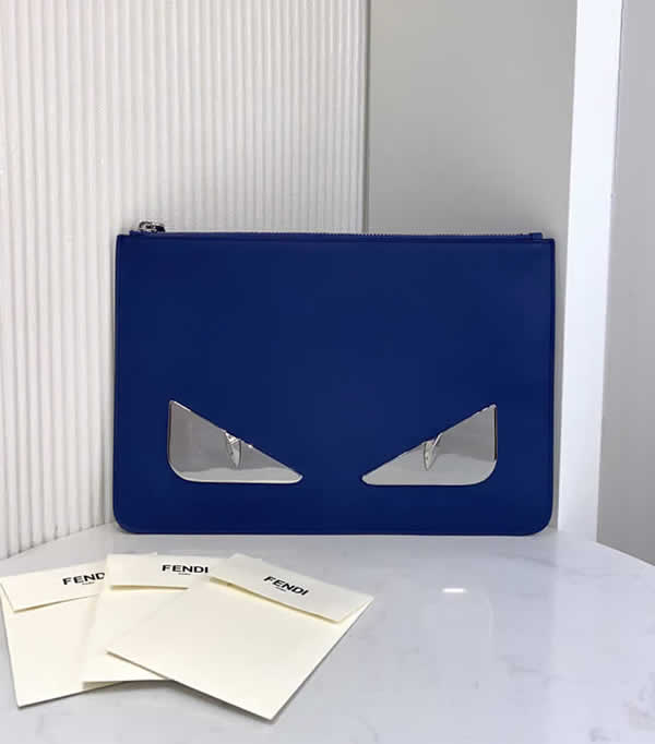 Replica New Fendi Rome Slim Blue Clutch Faces Wallet 0078