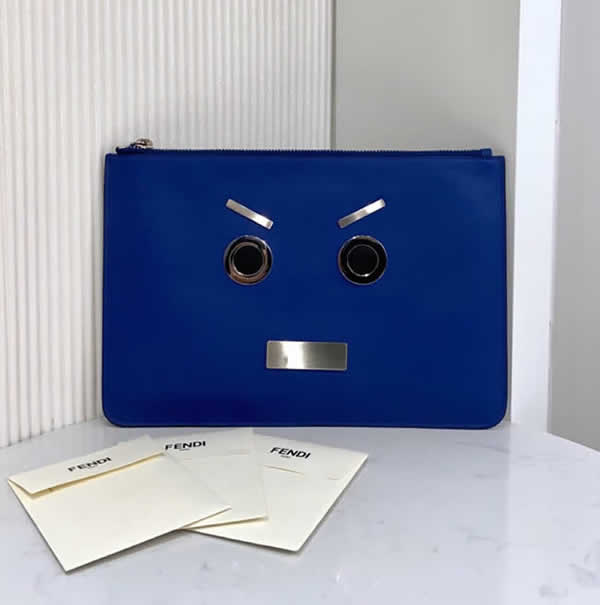 Replica New Fendi Rome Slim Blue Clutch Faces Wallet 0078