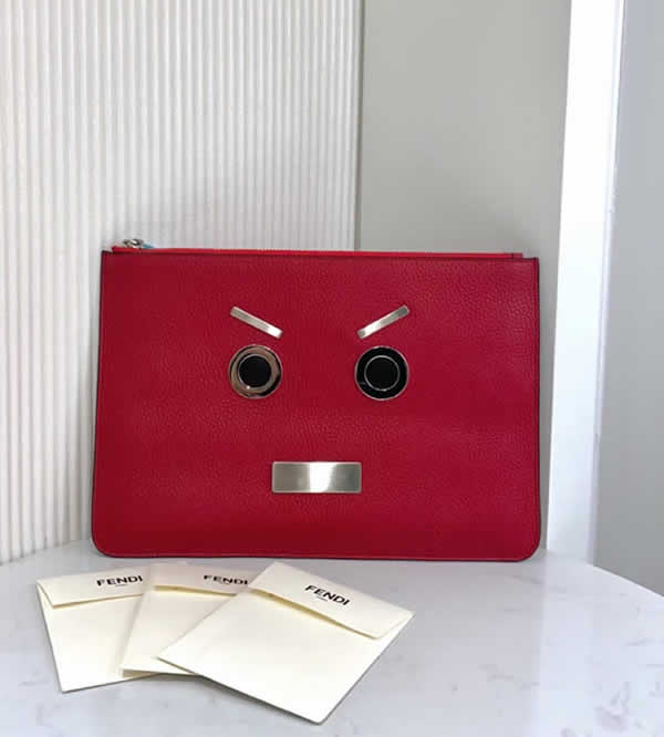 Replica New Fendi Rome Slim Red Clutch Faces Wallet 0078