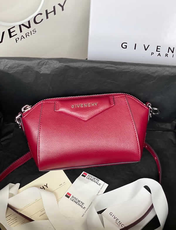 Replica Cheap Givenchy Antigona Nano Sheepskin Handbag Red Wine Shoulder Bags
