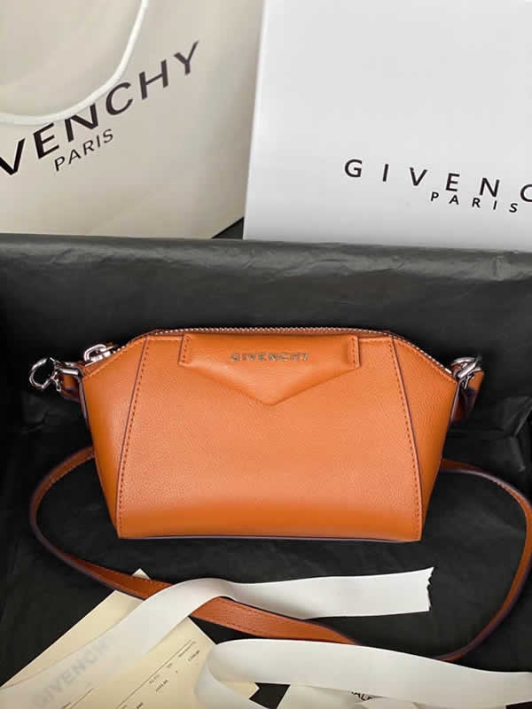 Replica Cheap Givenchy Antigona Nano Sheepskin Handbag Orange Shoulder Bags