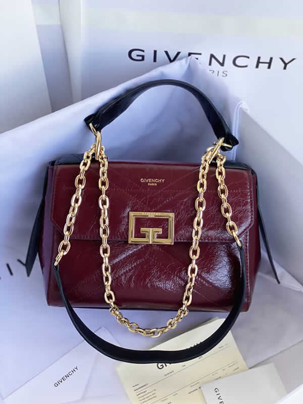 Replica Givenchy High Quality Cowhide Red Wine Flap Handbag Crossbody Bag