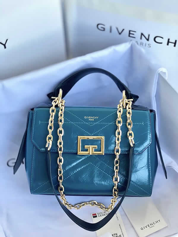 Replica Givenchy High Quality Cowhide Blue Flap Handbag Crossbody Bag