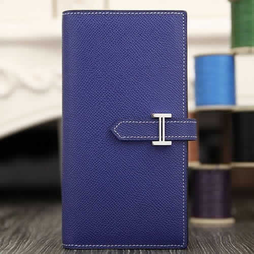 Hermes Bearn Gusset Wallet In Electric Blue Epsom Leather RS00676