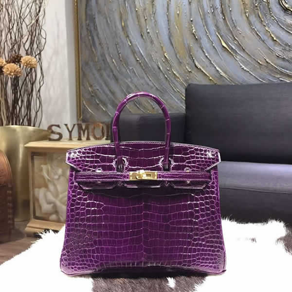 Cheap Hermes Birkin 25cm Shiny Alligator Crocodile Gold Hardware Handstitched, Amethyst 9G RS02080