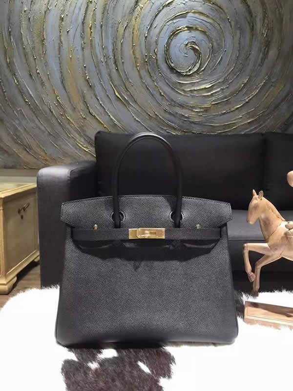 Hermes Birkin 30cm Epsom Calfskin Bag Handstitched Gold Hardware, Noir Black RS09639