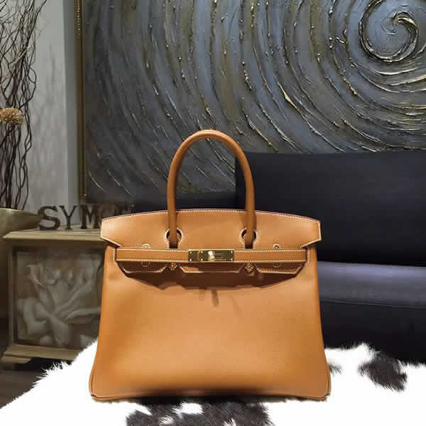 Copy Cheap Hermes Birkin 30cm Epsom Calfskin Original Leather Bag Handstitched Gold Hardware, Gold CK37 RS01767