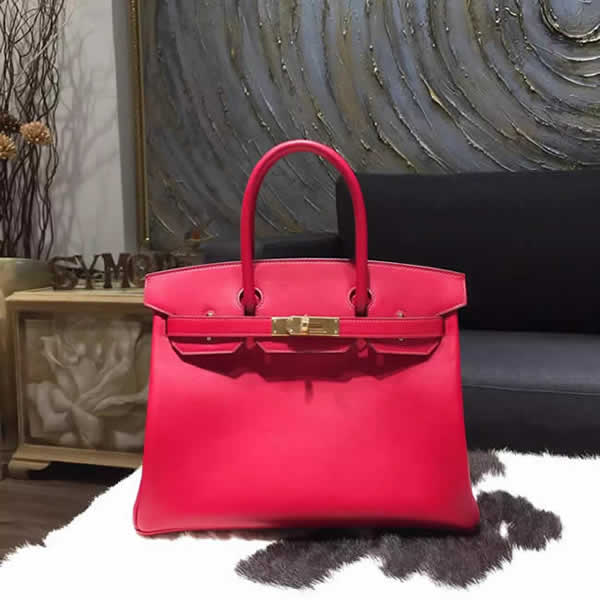 Hermes Birkin 30cm Tedelakt Calfskin Leather Bag Handstitched Gold Hardware, Ruby B5 RS05792