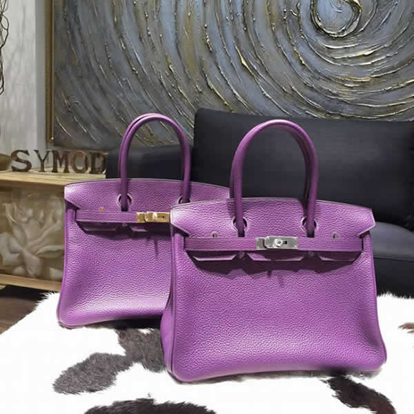 Hermes Birkin 30cm Taurillon Clemence Original Leather Bag Handstitched, Ultraviolet 5L RS16080