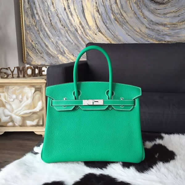 Replica Best Hermes Birkin 30cm Taurillon Clemence Calfskin Bag Handstitched, Menthe 6W RS01691