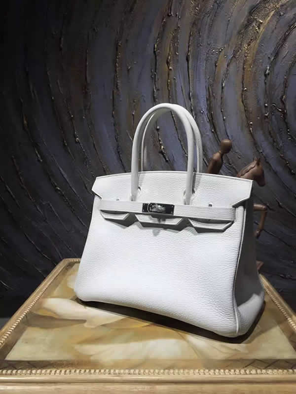 Hermes Birkin 30cm Togo Calfskin Bag Handstitched Palladium Hardware, Blanc RS05342