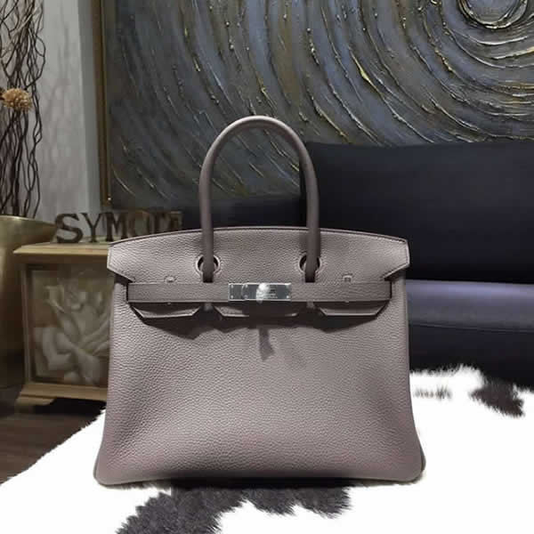 Hermes Birkin 30cm Togo Calfskin Bag Original Leather Hand Stitched Palladium Hardware, Etain 8F RS03863