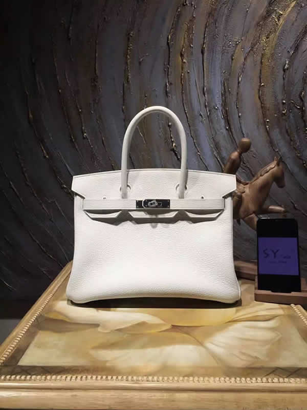 Replica High Quality Hermes Birkin 35cm Togo Calfskin Bag Handstitched Palladium Hardware, Blanc RS12473