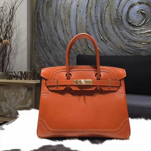 Fake Hermes Birkin Ghillies Limited Edition 30cm Box Calfskin Leather Bag Handstitched Gold Hardware, Tadelakt Fauve CK34 RS07102