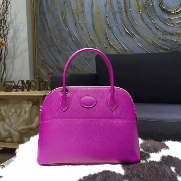 Hermes Bolide 27cm Epsom Calfskin Leather Bag Palladium Hardware Handstitched, Anemone P9 RS02293