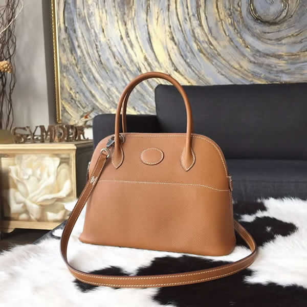 Replica Hermes Bolide 27cm Epsom Calfskin Leather Bag Palladium Hardware Handstitched, Gold CK37 RS07831