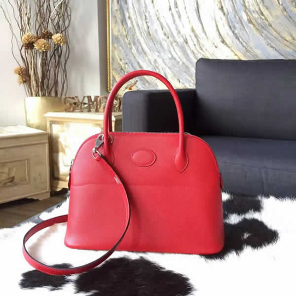 Imitation High Quality Hermes Bolide 27cm Epsom Calfskin Leather Bag Palladium Hardware Handstitched, Rouge Casaque Q5 RS10756