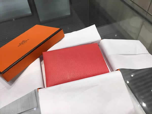 Copy Top Hermes Calvi Card Holder Case Handstitched Taurillon Clemence Calfskin, Rouge Casaque Q5 RS06270