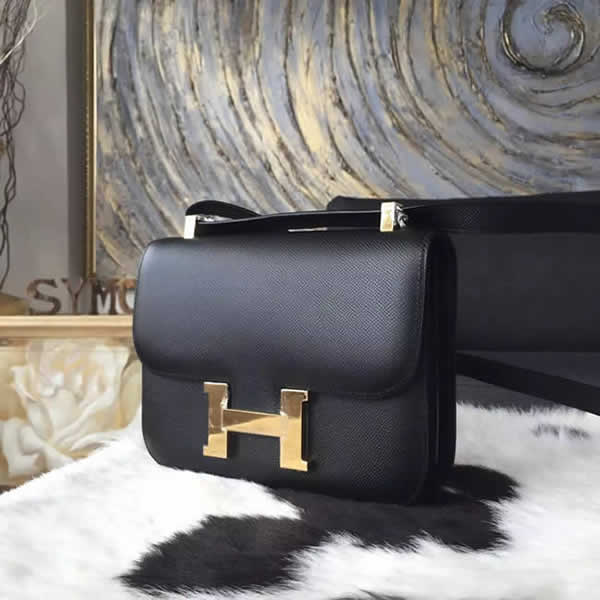 Hermes Constance 23cm Epsom Calfskin Original Leather Handstitched Gold Hardware, Black RS10853