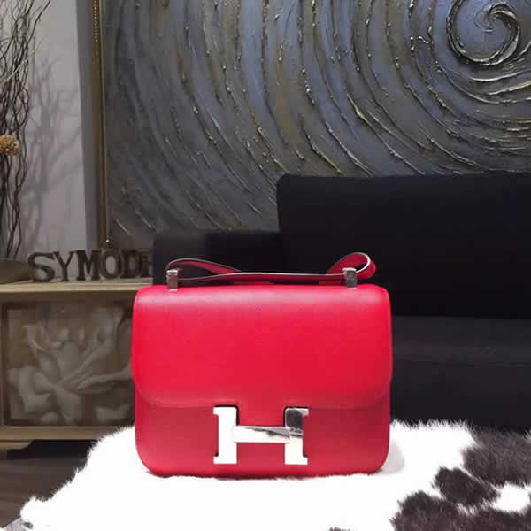 Replica Hermes Constance 23cm Epsom Calfskin Original Leather Handstitched Palladium Hardware, Rouge Casaque Q5 RS09523