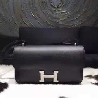 Replica Hermes Constance Elan 26cm Epsom Calfskin Original Leather Hand Stitched Palladium Hardware, Noir Black RS13574