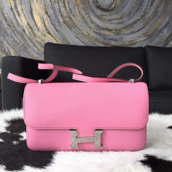 Hermes Constance Elan 26cm Epsom Calfskin Handstitched Palladium Hardware, Pink 5P RS08762