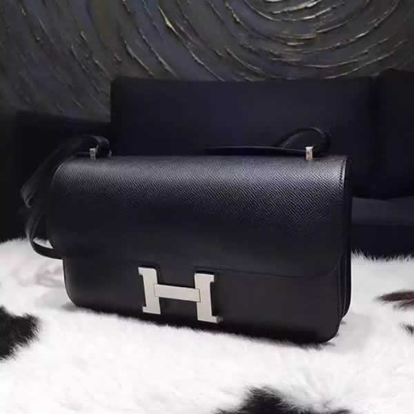 Hermes Constance Elan 26cm Epsom Calfskin Handstitched Palladium Hardware, Black RS20514