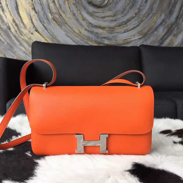 Hermes Constance Elan 26cm Swift Calfskin Handstitched Palladium Hardware, Orange CC93 RS15088