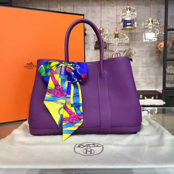 Hermes Garden Party 30cm Togo Calfskin Leather Palladium Hardware High Quality, Ultraviolet RS11968