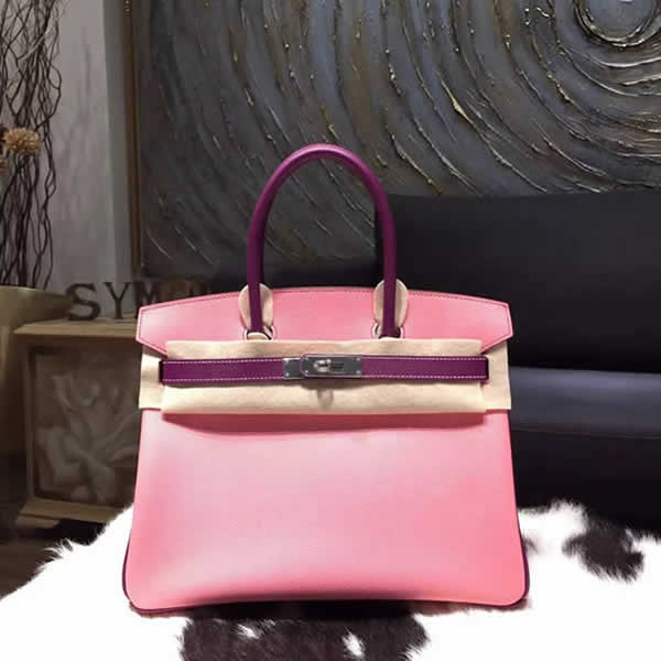 Copy Hermes Horseshoe Birkin 30cm Epsom Calfskin Bag Handstitched, Rose Confetti 1Q/Anemone P9 RS00882