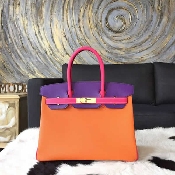 Top Hermes Horseshoe Birkin 30cm Epsom Calfskin Bag Handstitched, Mango 9Z/Rose Tyrien E5/Crocus 9W RS00333