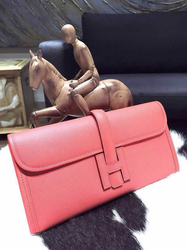 Imitation Hermes Jige Elan Clutch 29cm Epsom Calfskin Handstitched, Flamingo I5 RS06795