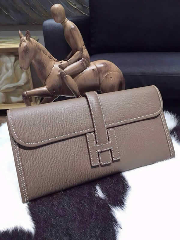 Hermes Jige Elan Clutch 29cm Epsom Calfskin Handstitched, Etoupe RS13425