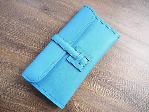 Hermes Jige Elan Clutch 29cm Epsom Calfskin Handstitched, Blue Paradies 2T RS13975