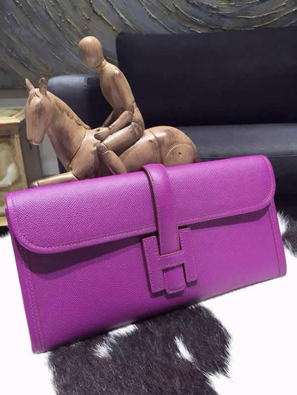 Hermes Jige Elan Clutch 29cm Epsom Calfskin Handstitched, Anemone P9 RS00305