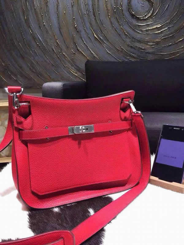 Designer Replica Hermes Jypsiere 28cm Gypsy Bag Rouge Casaque Q5 Togo Palladium RS00309