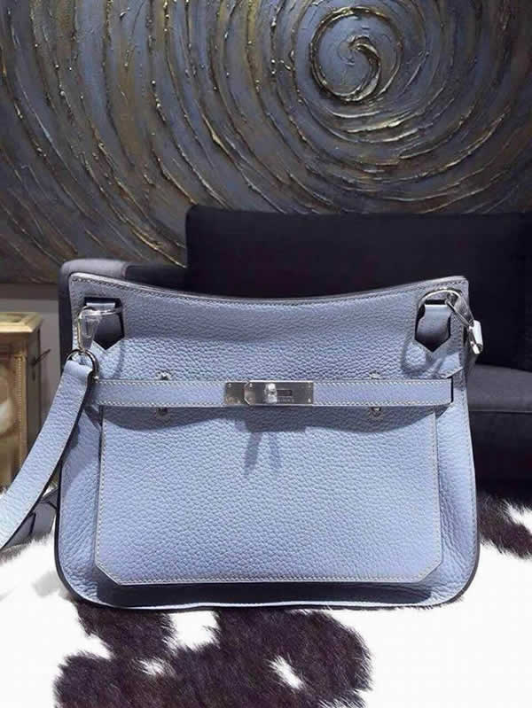 Hermes Jypsiere 28cm Gypsy Bag Bleu Lin J7 Togo Palladium RS12446