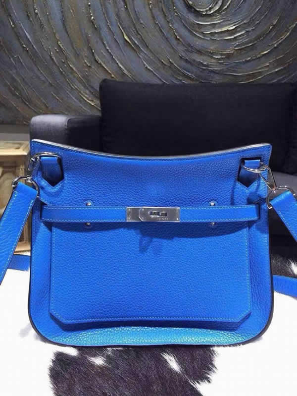 Imitation Hermes Jypsiere 28cm Gypsy Bag Bleu Hydra T7 Togo Palladium RS19220