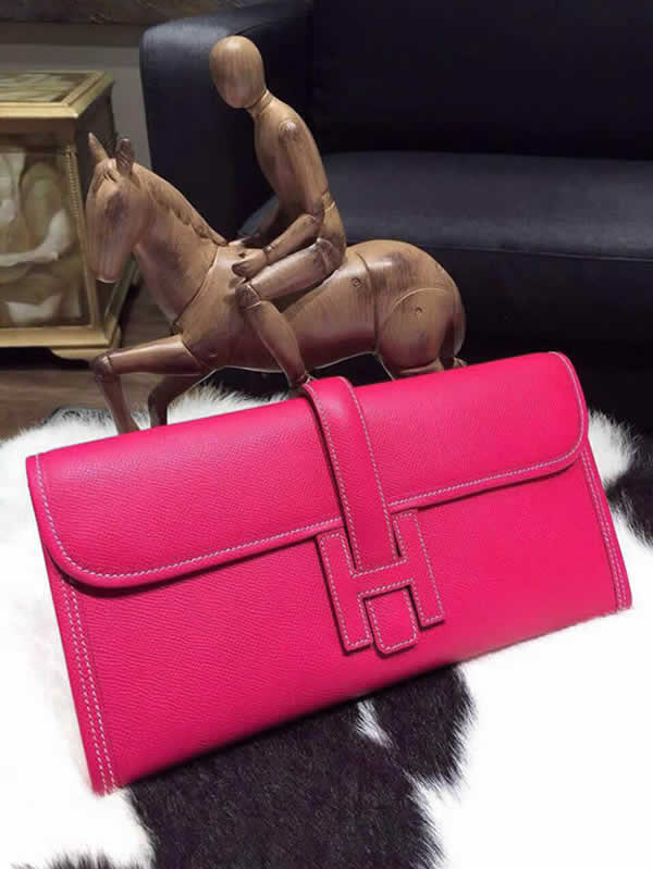 Hermes Jige Elan Clutch 29cm Epsom Calfskin Handstitched, Rose Tyrien E5 RS17664