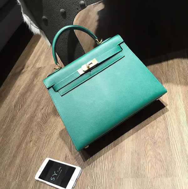 Imitation Hermes Kelly 28cm Epsom Calfskin Bag Handstitched Gold Hardware, Malachite Z6 RS14722