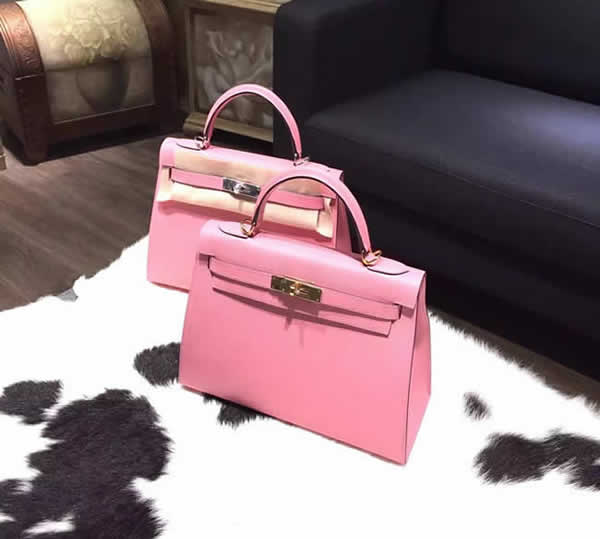 Hot Fake Hermes Kelly 28cm Epsom Calfskin Original Leather Bag Handstitched, Rose Confetti 1Q RS19437