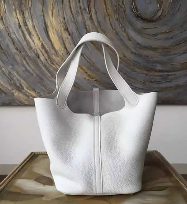 Hermes Picotin Lock Bag 18cm/22cm Taurillon Clemence Palladium Hardware Hand Stitched, Blanc CK01 RS15921