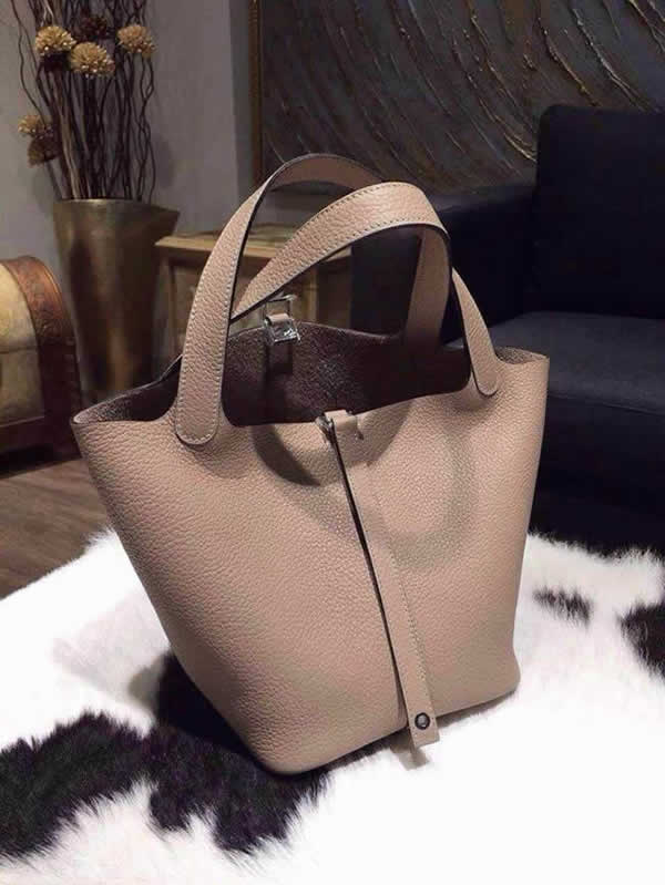 Top Hermes Picotin Lock Bag 22cm Taurillon Clemence Palladium Hardware Hand Stitched, Gris Tourterelle CK81 RS02758