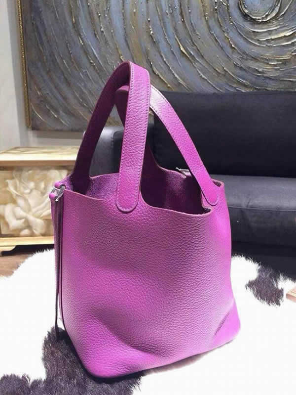 Copy Hermes Picotin Lock Bag 22cm Taurillon Clemence Palladium Hardware Hand Stitched, Anemone P9 RS10285