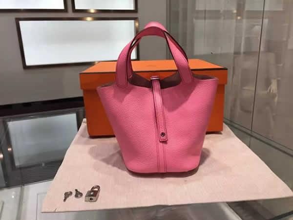 Quality Hermes Picotin Lock Taurillon Clemence Leather Palladium Hardware High Quality, Pink 5P RS05089
